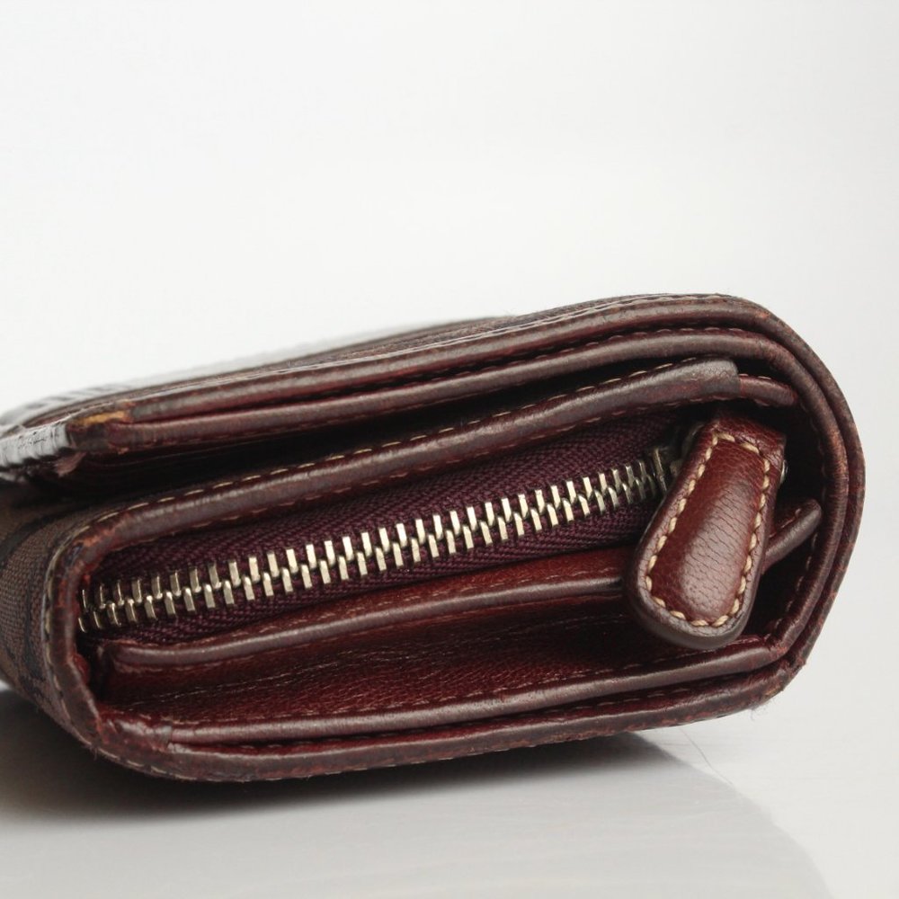 Coach Signature Wallet Multifunction Bifold Jacquard & Burgundy Leather - Picture 8 of 10